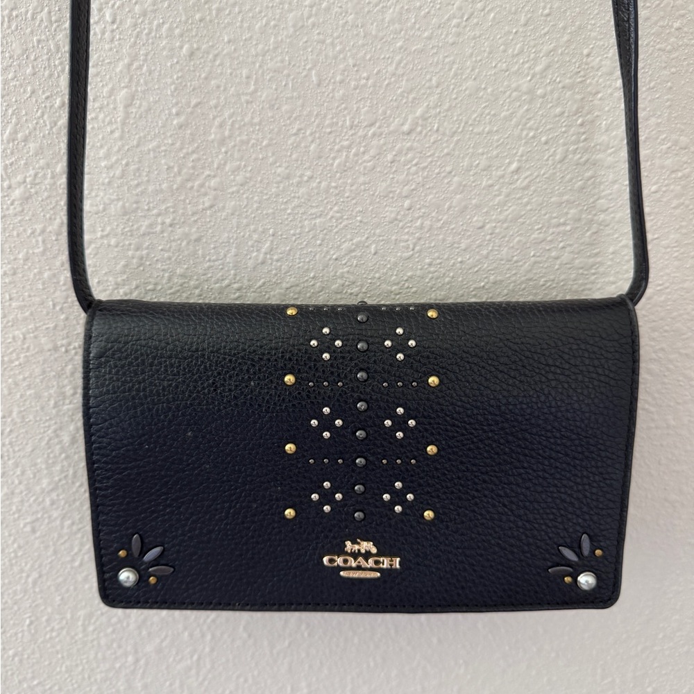 Coach Black Crossbody Bag with Gold Accents - Picture 3 of 6